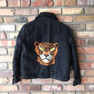 Free People Embroidered Tiger Denim Jacket